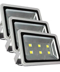 Hella Bright 300W LED Floodlights 10 Pack showcasing three floodlight fixtures with a sleek design and bright LEDs.