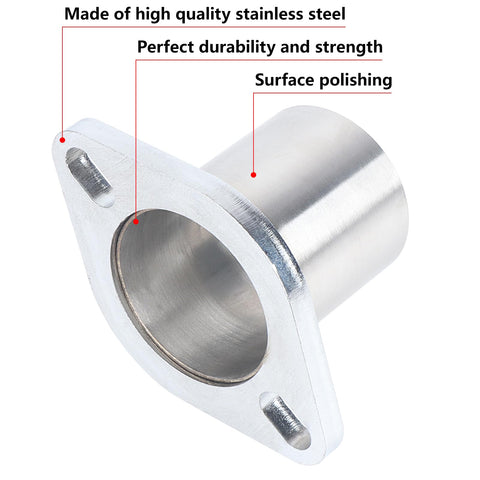 Exhaust Flange Repair Piping Kit 2.5 Inch ID To 2.5 Inch OD With Gasket And Bolt showing polished stainless steel finish