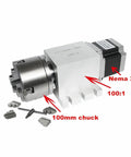 Heavy Duty 4th Axis Rotary Dividing Head Retarder Gearbox Packing A Slick 3 Or 4 Jaw Chuck with 100mm chuck and Nema 34 motor.