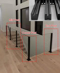 Boss Grade 304 Stainless Steel Railing Kit Square Mid Post For Glass Panels On Decks And Porches For Balconies Hella Rust Resistant Tough As Nails Easy Peasy Install 53 Inch with corner, end, and mid posts showcased.