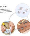 Two Set Dowel Centering Tool Kit For Precise Alignment In Woodworking Projects Dowel Pin Centering Plugs For Accurate Hole Marking Steel Construction Drill Center For DIY Furniture And Carpentry, steel centering plugs in use