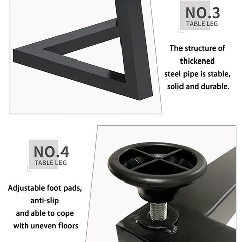 Heavy Duty Metal Double V Table Legs With Adjustable Leveling Pads To Straight Up Level Up Your Home Office Or Dining Room Setup For A Rock Solid Anti Rust Look That Fits Any Modern Desk Design Perfectly, showcasing stability and adjustable foot pads.