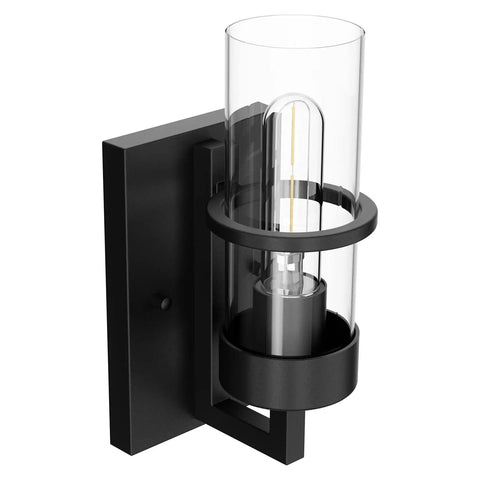 Black Industrial Wall Light Fixtures With Clear Glass Wall Mount Sconces Vintage Style Sconce Lamp For Living Room Bedroom And Hallway Matte Black Finish Explosion Proof Glass Shade Bulb Not Included