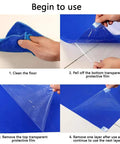 Instructions for using Sticky Mats For Clean Rooms Blue 24 By 36 Inches Walk Off Tacky Mats showing cleaning and peeling steps.