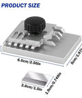 Front view of JOYABEST metal sheet bender tool with black knob on silver base, 6.5 cm long.