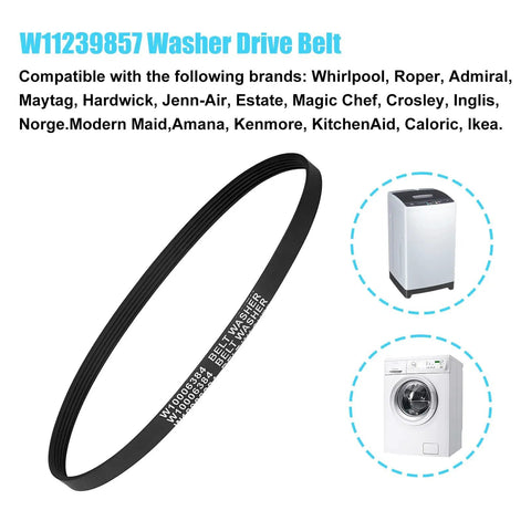 Washer Drive Belt For Top Load Washers That Hold Up, Compatible With Maytag Whirlpool Amana, Replacement Part AP6333320 PS12578772 4845287 W10808317 W1080831, black rubber drive belt for top-load washer
