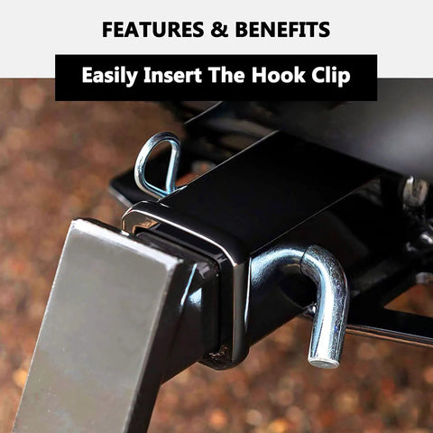 Trailer Hitch Pin And Clip With Grooved Head For Easy Install Five Eighth Inch Diameter Fits Two Inch And Two And A Half Inch Receivers Four Pack Heavy Duty Steel Ready For Towing And Rack Accessories, installed in a trailer receiver