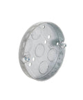 4 Inch Round Ceiling Pan Gray Finish With Half Inch Depth And Half Inch Bottom Knockouts For Easy Wiring Fixture Mounts No Fuss And Durable Ceiling Install For Electrical Boxes And Lighting Fixtures Ready