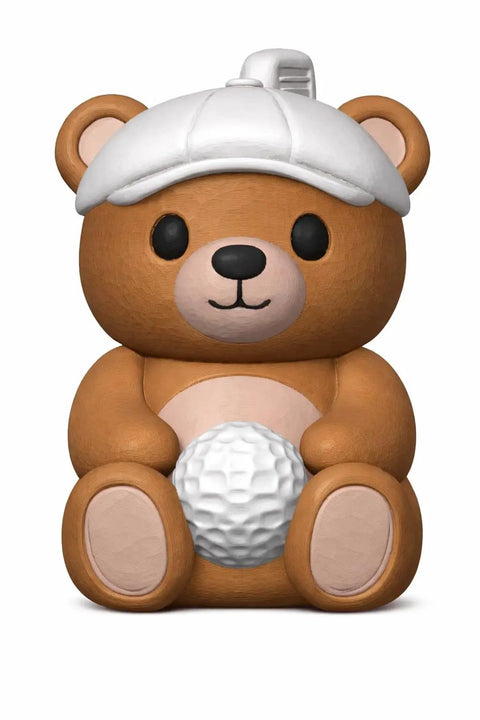 Chill Golf Bear Figurine For Your Desk, cute brown bear holding a golf ball, 3D printed in Canada, premium PLA material