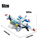 7 In 1 Transformable Airplane Building Blocks Set For Kids Ages 6 To 12, 137 PCS STEM Construction Kit showing assembled airplane model