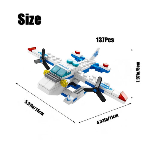 7 In 1 Transformable Airplane Building Blocks Set For Kids Ages 6 To 12, 137 PCS STEM Construction Kit showing assembled airplane model