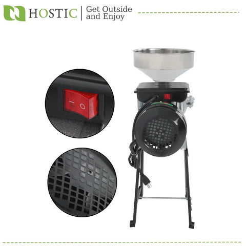 3000W Wet And Dry Electric Grain Mill With Funnel 110V Grinder showing switch and fan intake detail