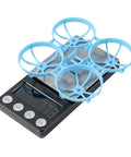 Meteor75 Pro Brushless Whoop Frame with Triangle Bilateral Stretch Design on digital scale, 45mm propeller size view