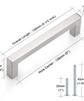 Square Kitchen Cabinet Handles Brushed Nickel Stainless Steel Euro Bar Pulls with size dimensions and screws included