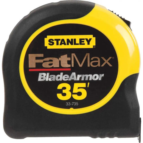 Black and yellow 35-foot tape measure labeled Stanley FatMax BladeArmor
