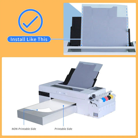 Installation guide for 50 Sheets DTF Transfer Film Eight Point Five By Eleven Clear Transfer Paper For Inkjet Printers