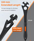 All In One 3 In 1 Bike Pedal Wrench With 15 16 24 Mm Openings, 320 Mm Extra Long Pedal Removal Tool, multi-functional design
