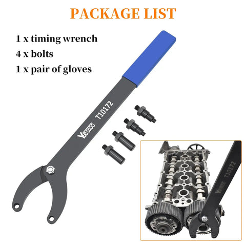 Pro Grade Timing Belt Change Tool Kit For Camshaft Locking And Pulley Assembly VAG 3036 T10172 Compatible VW Golf shown