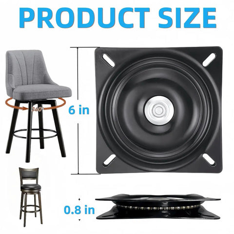 Heavy Duty 6 Inch Swivel Plate for Chairs and Bar Stools 360 Degree Spin with Solid Ring of Ball Bearings 400 Pound Capacity 2 Pack