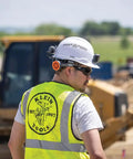 Worker wearing helmet with Dual Cooling Fan For Hard Hats And Safety Helmets, Lightweight USB C Rechargeable Head Neck And Face Cooler