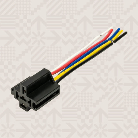 Interlocking Relay Socket Harness Base Kit For 12V DC 5 Pin SPDT Relays With 14 AWG Main Wires And 6 Inch Prewired Pigtails Bosch Style