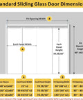 Diagram showing dimensions of Three Lite Frosted Glass Bypass Sliding Closet Door Set for 120 inch opening, panel widths and heights.