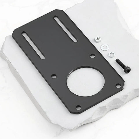 2 Pack NEMA 23 Stepper Motor Mounting Brackets 132x65mm Rock Solid Aluminum, Precise Alignment, 47mm Standard Hole Spacing, Heavy Duty Mounting Plates For DIY CNC And 3D Printer Projects, black bracket with hardware