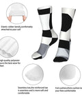 Game Changing Compression Socks For Men And Women Rocking A Dope Black And White Piano Plate Grid Pattern Moisture Wicking Athletic Gear.