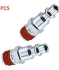 Premium Red 2 Pack 1/4 Npt Male Air Line Fitting Quick Connect Coupler Kit For Compressor Hose And Pneumatic Tools Industrial Type D Standard Heavy Duty, 2 pcs