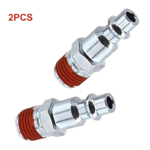 Premium Red 2 Pack 1/4 Npt Male Air Line Fitting Quick Connect Coupler Kit For Compressor Hose And Pneumatic Tools Industrial Type D Standard Heavy Duty, 2 pcs