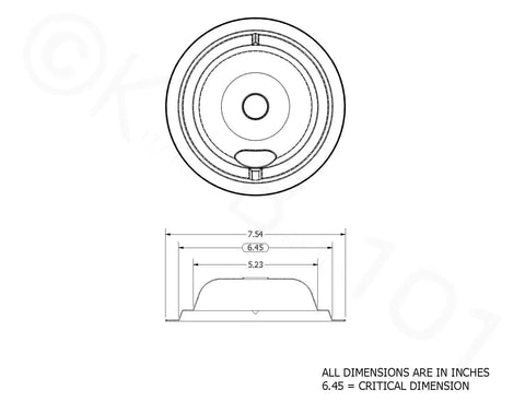 Diagram of Replacement Chrome Drip Pan Set For GE And Hotpoint Electric Ranges With Locking Slots dimensions, top and side views