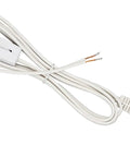 Six Foot White Lamp Cord With Rotary Switch And Polarized Plug, Stripped Ends For Wiring And Lamp Repair, UL Listed Safe, Durable SPT1 Wire, Ideal For Rewiring Lamps, white cord with exposed ends