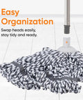 No Fuss Grey String Microfiber Mop Replacement Head Snap Tight Fit For Self Wringing Handle Quick Swap Refill, grey microfiber mop head.