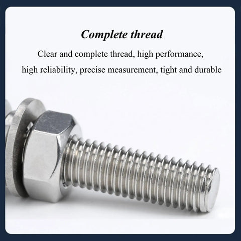 M12 304 Stainless Steel Eye Bolt With Nuts And Washer Anchoring Kit For Indoor Outdoor Use, Screw Eyebolts For Lifting And Securing, Built Tough, Rustproof 100mm Length. Close-up threaded bolt with nut and washer