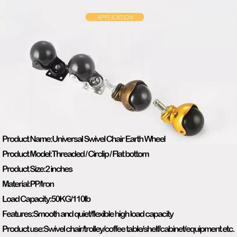 Heavy Duty Vintage Furniture Casters With Ridiculously Smooth Rolling Swivel Antique Ball Wheels For Coffee Table Sofa Cabinet Universal Flat Bottom Replacement Set Of 4, showcasing four 2-inch wheels with varied finishes.