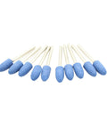 Ten Piece Blue Bullet Mounted Stone Point Grinding Abrasive Set, Eight Millimeter Head With One Eighth Inch Shank, 120 Grit, For Dremel