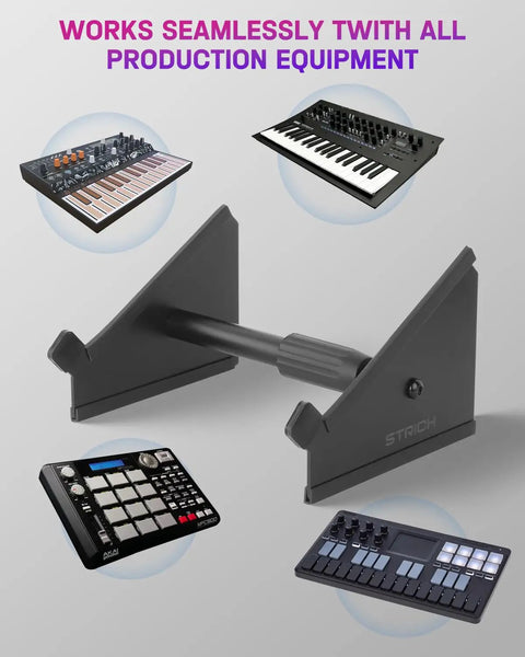 Heavy-Duty Adjustable Desktop Stand for Sampler, Synth, MIDI Controller, Drum Machine with non-slip base and telescoping range