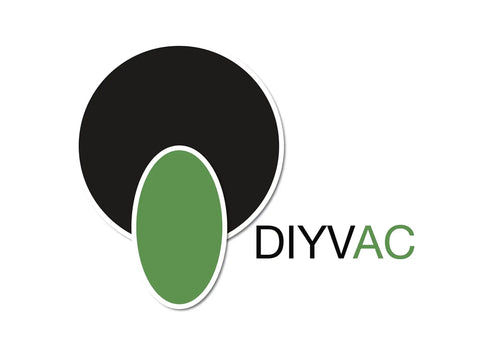 DIYVAC logo featuring black and green shapes, related to Patented Wet Vacuum Attachment For AC Drain Lines, Unclog And Evacuate Sediment.