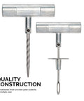 Close-up of metal tools from the 35 Piece Universal Heavy Duty Tire Repair Kit With Plugs For Cars Trucks Motorcycles ATVs And More Fast Fix A Flat Tire Kit To Patch Punctures On Tubeless Tires Roadside Emergency Essential Durable Tools For Quick Tire Repair.