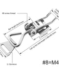 Beefy Heavy Duty Stainless Steel Toggle Clamp With Adjustable Security Hasp 77 To 85 Millimeters And 3 To 3 And A Third Inch Size