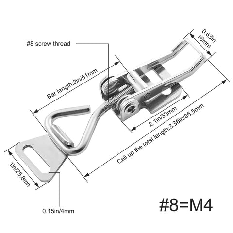 Beefy Heavy Duty Stainless Steel Toggle Clamp With Adjustable Security Hasp 77 To 85 Millimeters And 3 To 3 And A Third Inch Size