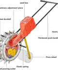 Adjustable Garden Seed Spreader Cart With 400 Sq Meters Per Hour Hopper Capacity featuring a wheel with stainless steel spikes