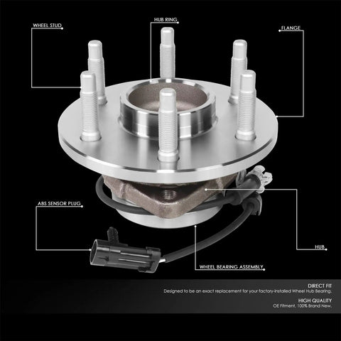 Front Wheel Bearing Hub Assembly With ABS Sensor Plug For GM SUVs And Trucks 2000-2006 RWD Cadillac Escalade Silverado