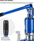 Badass Hydraulic Gear Puller Kit Features Adjustable Two Or Three Jaw Heads To Rip Stuck Hubs Gears Bearings And Axle Mounts Like A Champ Using Heavy Duty Carbon Steel For Daily Grind, showing the blue pump handle and rubber grip.