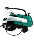 16 Inch Variable Speed Scroll Saw With Rock Solid 120W Motor And Bright Work Light, side view showcasing adjustable speed and lamp.