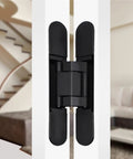 Hidden Cross Style Door Hinges With Silent Hydraulic Soft-Close on modern interior wooden door