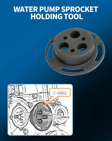 Water pump sprocket holding tool from Camshaft Actuator Locking Timing Tool Kit For GM Ecotec 2.0 2.4 Engines Includes Cam Phaser Retainer