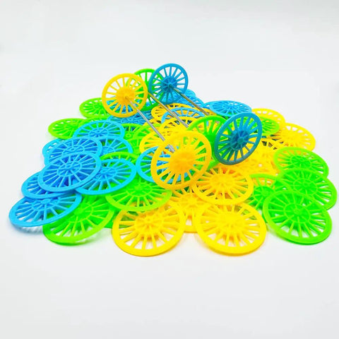Colorful Dope 60 Piece Vintage Plastic Wheels Set With 30 Piece Metal Axles For RC Cars Trucks And Airplanes 37mm Wheel Diameter Fits 2mm Shafts DIY Model Toy Accessories For Custom Builds