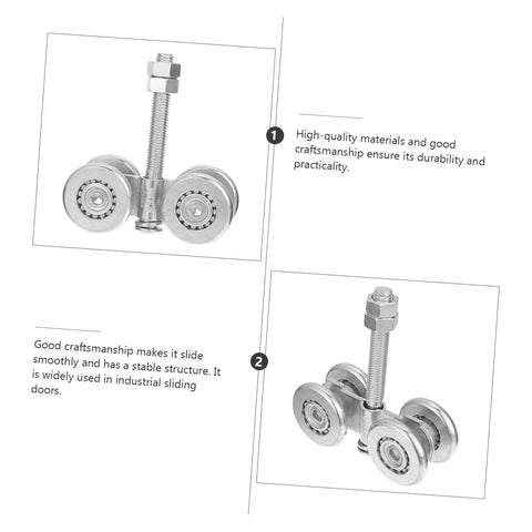 Heavy Duty Sliding Door Wheel Set With Steel Track Roller for Barn Doors and Wardrobes featuring durable steel wheels.