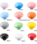 12Pk Straight Up Stunning Premium Ceramic Mushroom Drawer Knobs Retro Colorful Dresser Handles in various colors displayed on a grid.